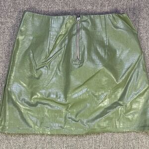 Princess Polly Green Faux‎ Leather Croc Mini Skirt Zip Front US 6 AU 10